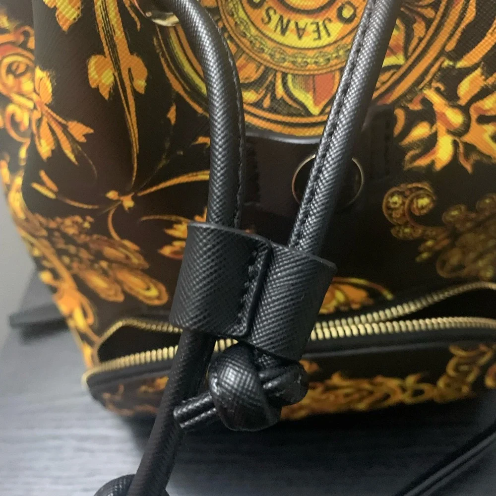 Versace Jeans Collection Black and Gold Baroque Backpack NWOT